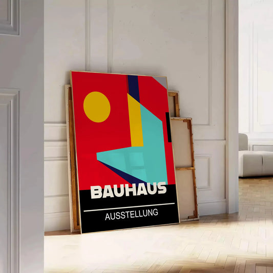 space vibrant Bauhaus art poster bold red yellow hues wall unique gift print iconic aesthetic unframed design style decor