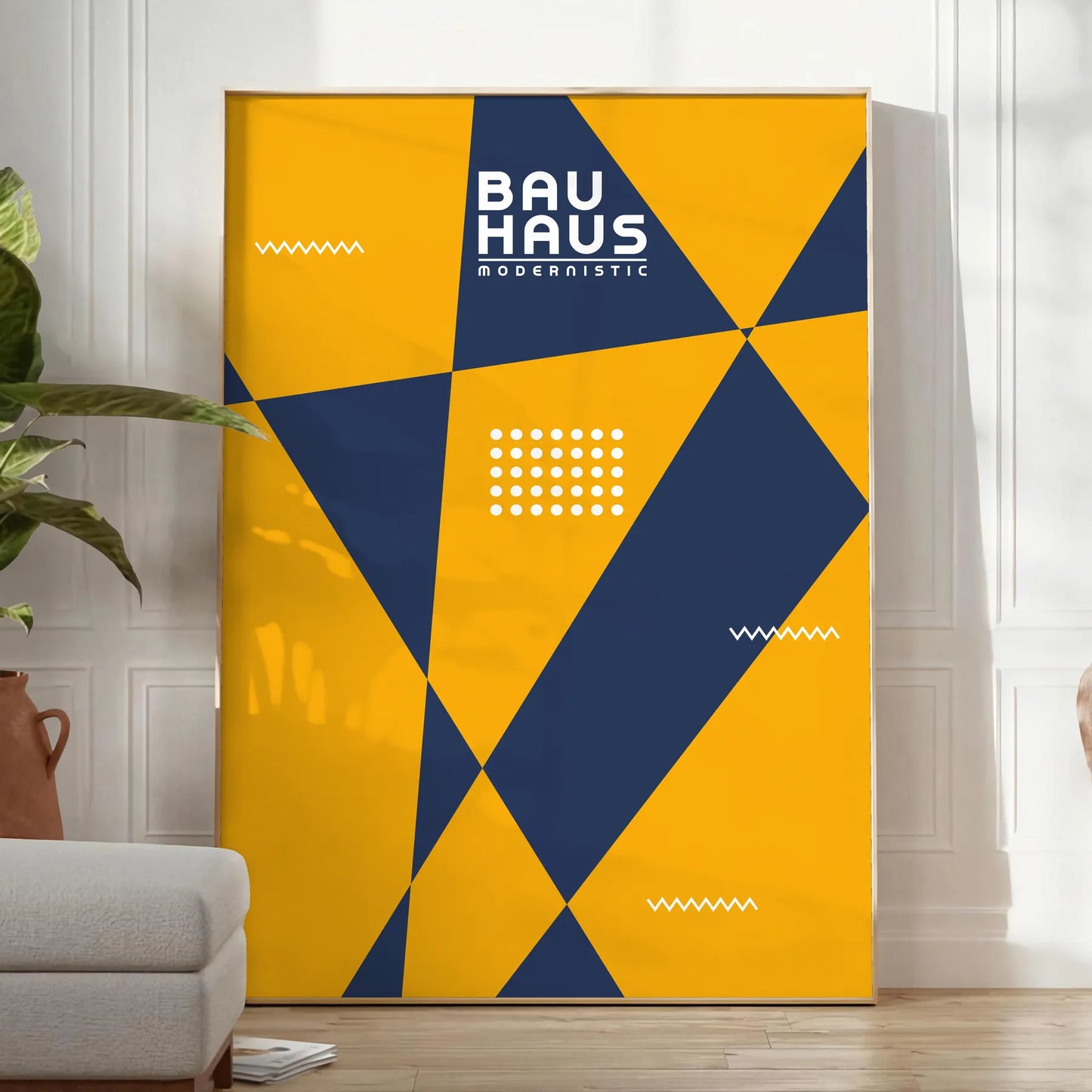 space striking Bauhaus art print perfect touch modern elegance unique poster essence ideal piece wall thoughtful gift sizes A4 cm A0